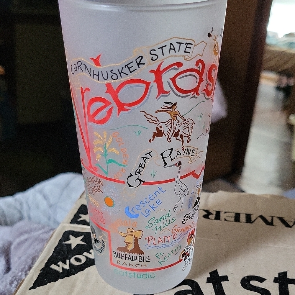 Nebraska Themed Frosted Glass
